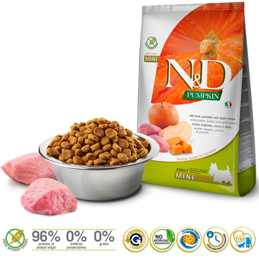 FARMINA N&D Pumpkin Adult Mini Boar&Apple - suché krmivo pro psy - 7 kg - foto 1