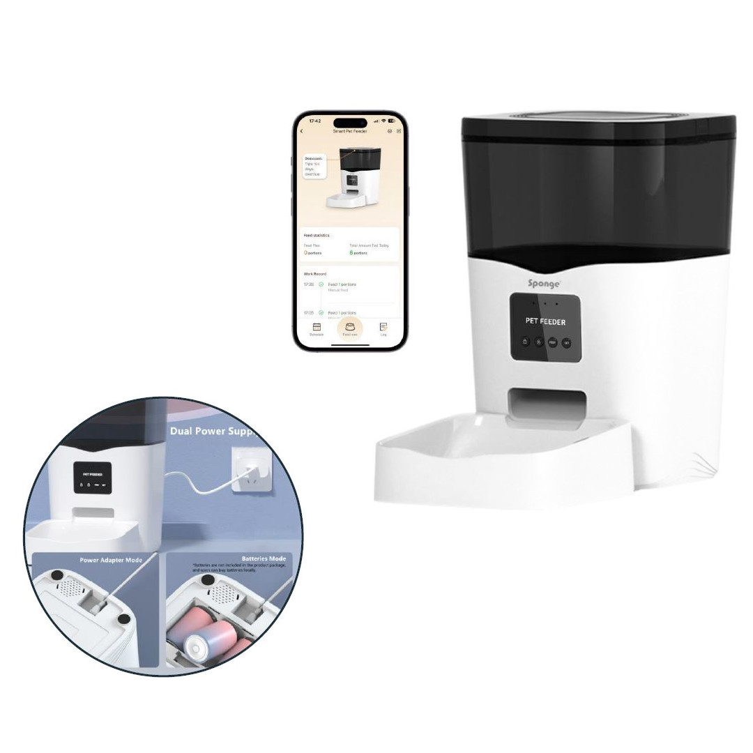 SPONGE Pet Feeder Smart - nádoba na potraviny - inteligentní dávkovač krmiva pro zvířata – 3l - foto 1