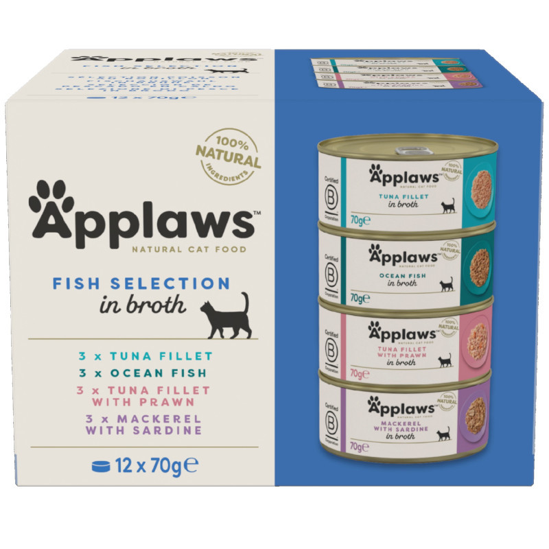 APPLAWS Fish selection multipack in broth - mokré krmivo pro kočky - 12x70g - foto 7