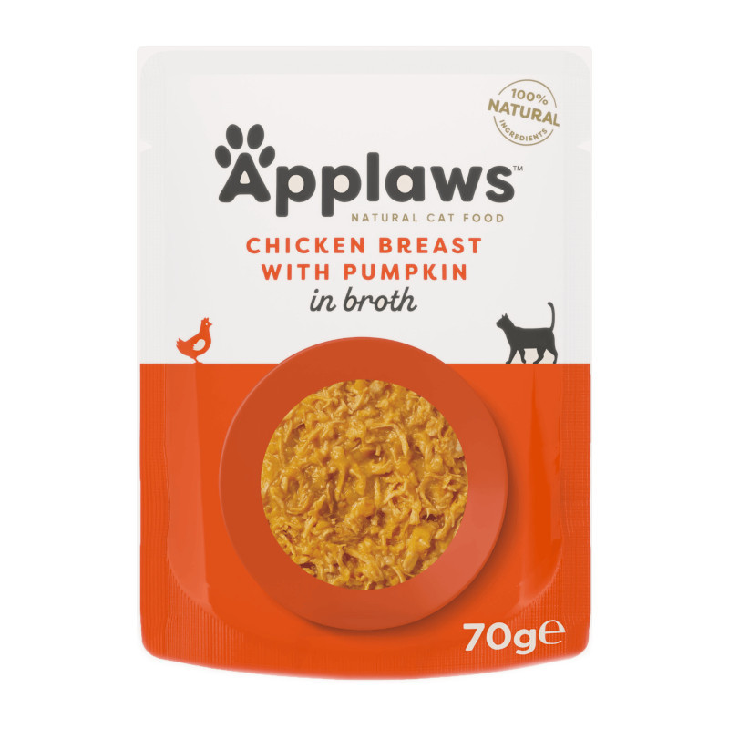 APPLAWS Chicken breast with pumpkin in broth - mokré krmivo pro kočky - 12x70g - foto 2