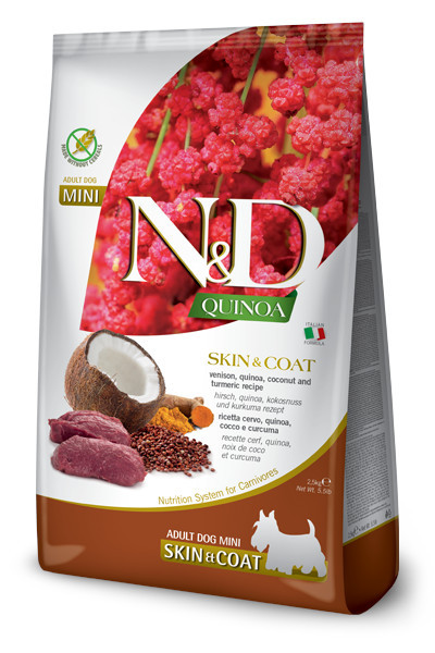 FARMINA N&D Quinoa Dog Skin&Coat Venison, Coconut Adult Mini - suché krmivo pro psy - 2.5 kg - foto 2