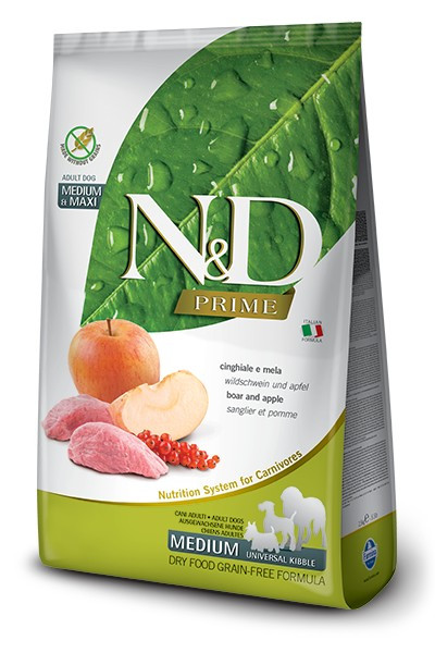 FARMINA N&D Prime Wild Boar & Apple Adult Medium & Maxi - suchá karma pro psa - 12kg - foto 2