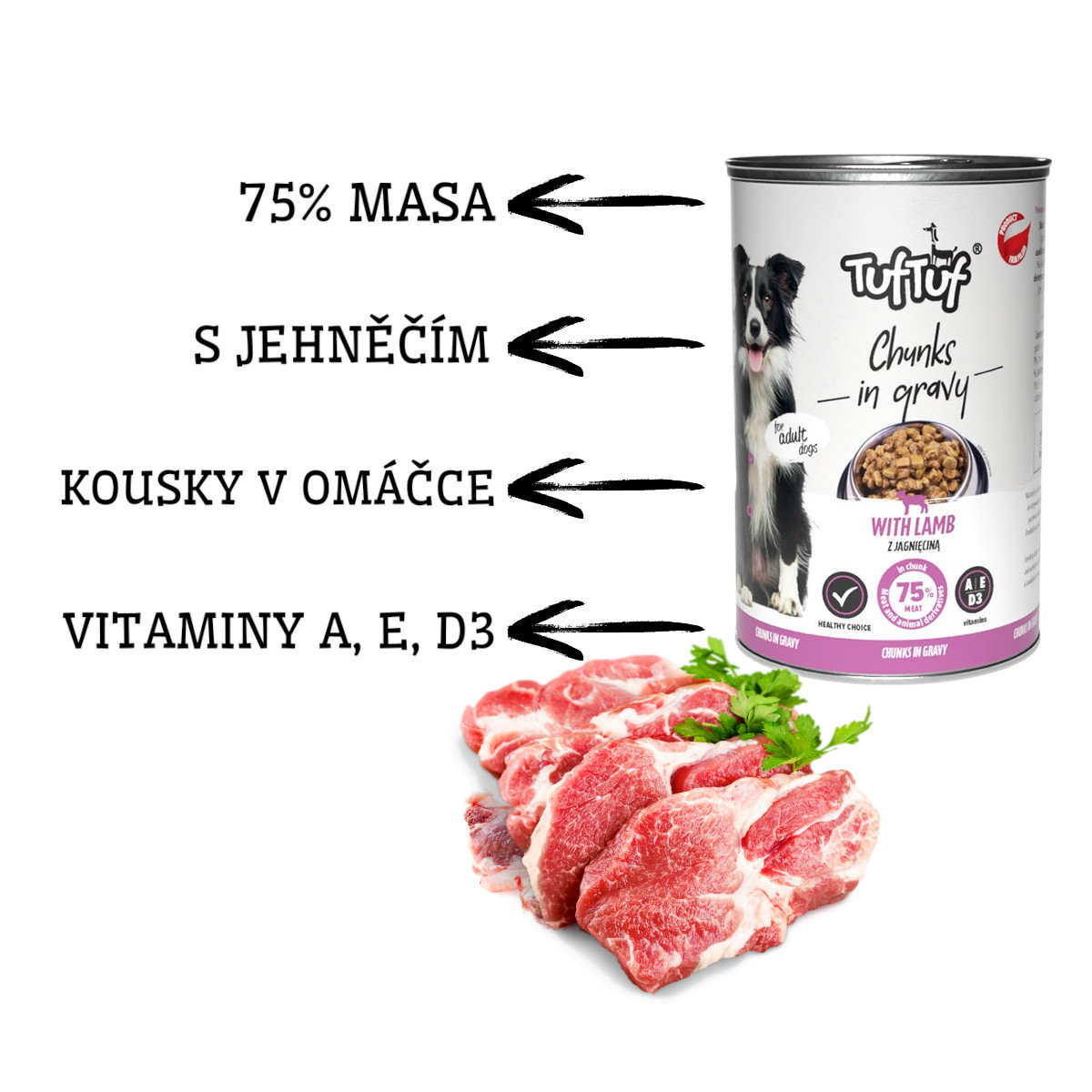 TUF TUF Masové kuličky MIX příchutí - vlhké krmivo pro psy - 6x415g - foto 8