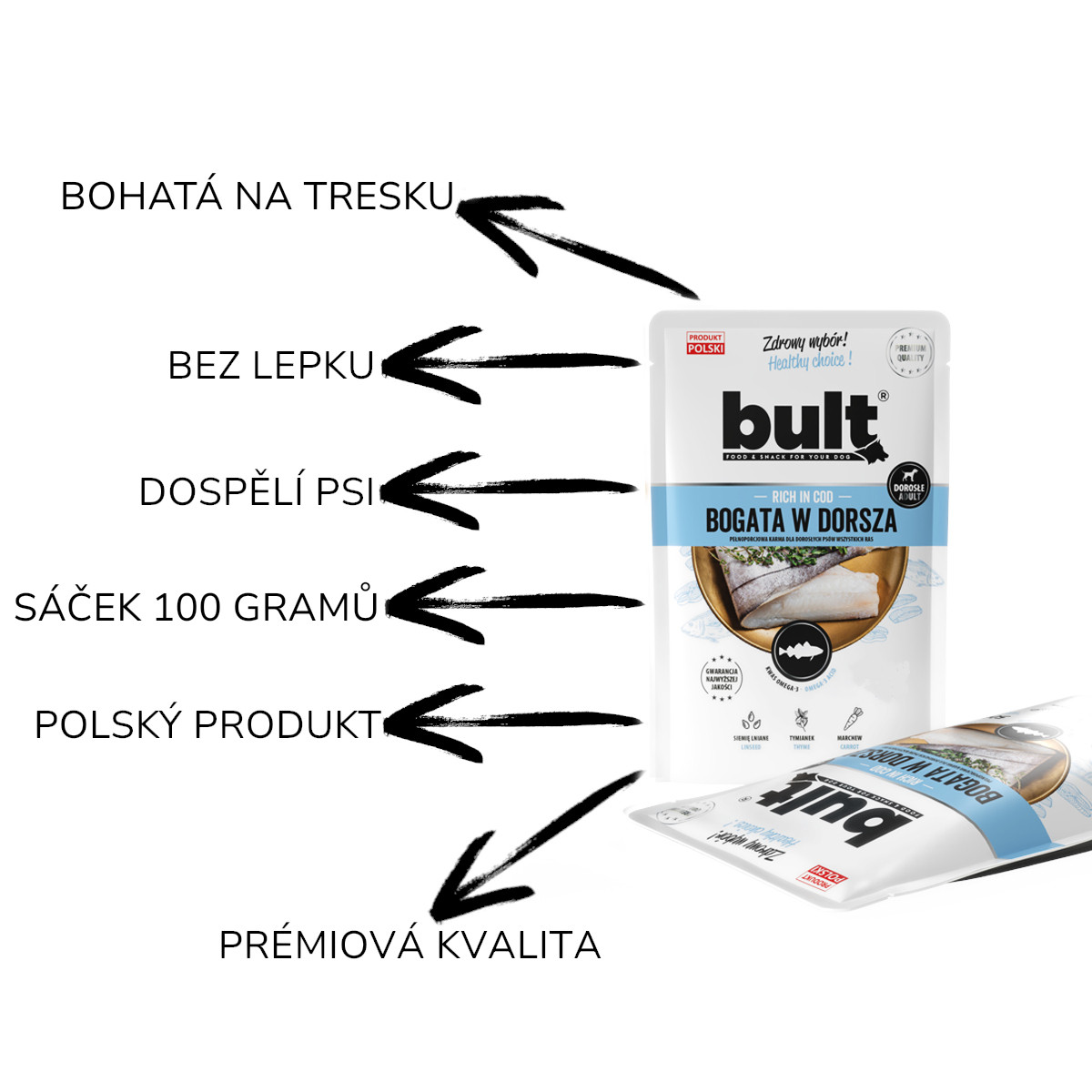 BULT Mokré krmivo pro psy bohaté na tresku - 100g - foto 2