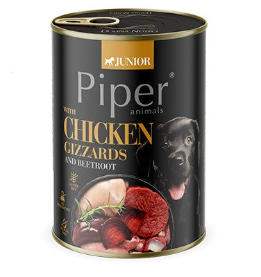 DOLINA NOTECI Piper Junior Chicken gizzards with beetroot - vlhké krmivo pro psy - 400g - foto 1
